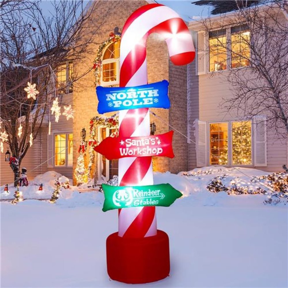 8FT Christmas Inflatable with Lights, Outdoor Inflatable Christmas Candy Canes